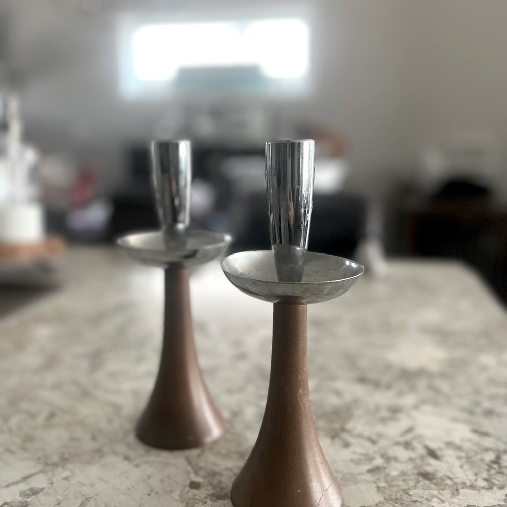 Pair of Mid Century Modern Danish Candlestick Holders